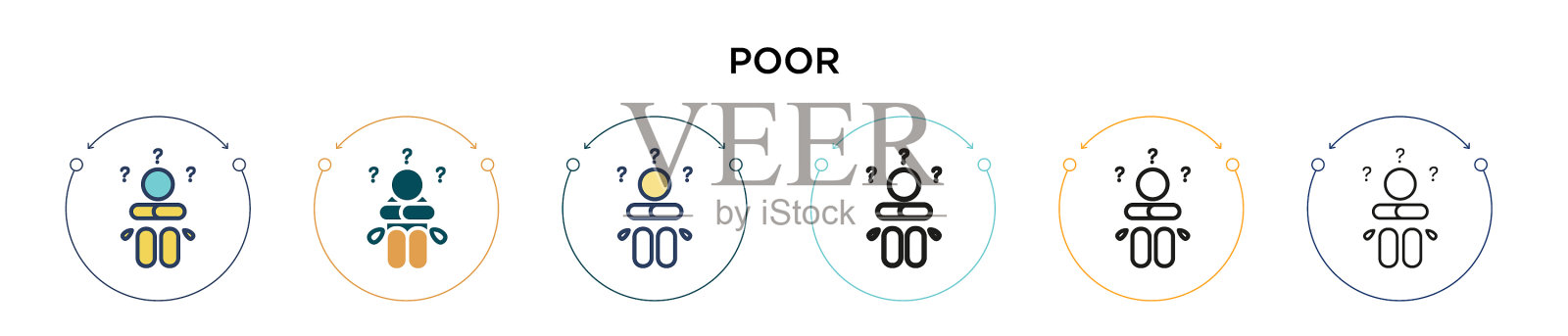 很差的图标在填充细线轮廓和描边图标素材