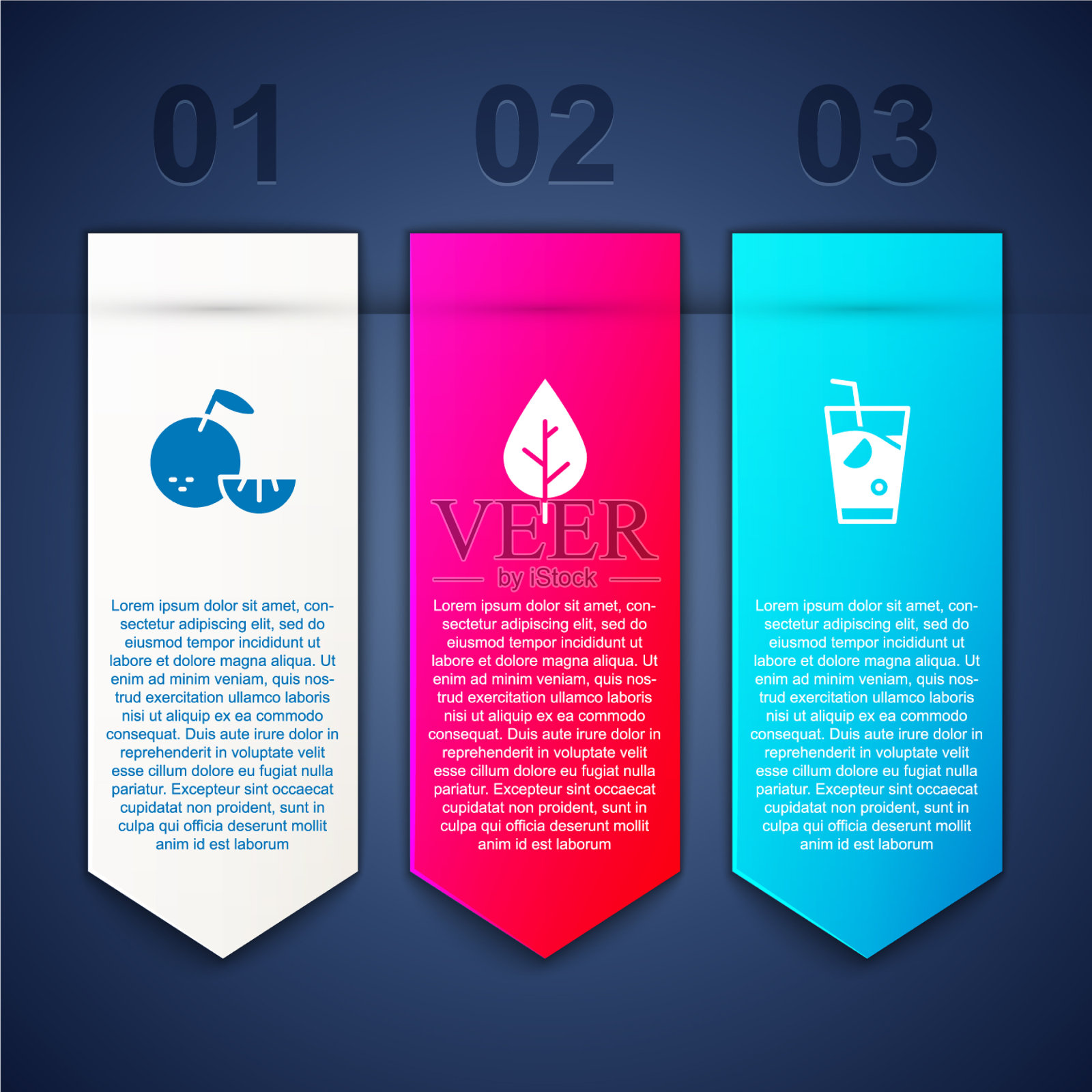 配柑橘果叶及新鲜冰沙插画图片素材