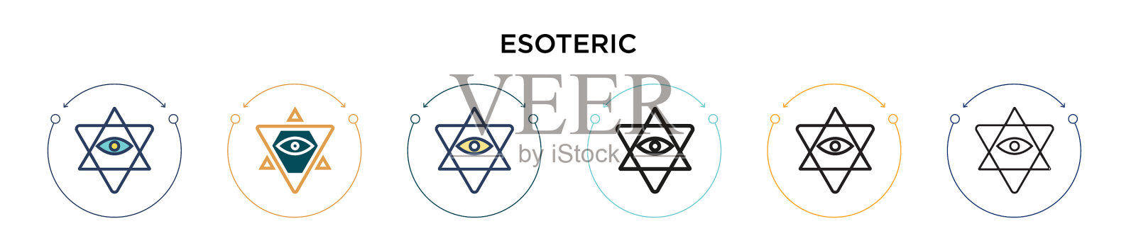 深奥的图标在填充细线轮廓和插画图片素材