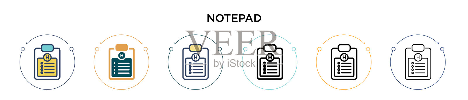 记事本图标中填充细线和轮廓线图标素材