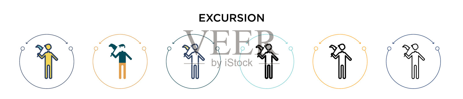 偏移图标在填充细线和轮廓线图标素材