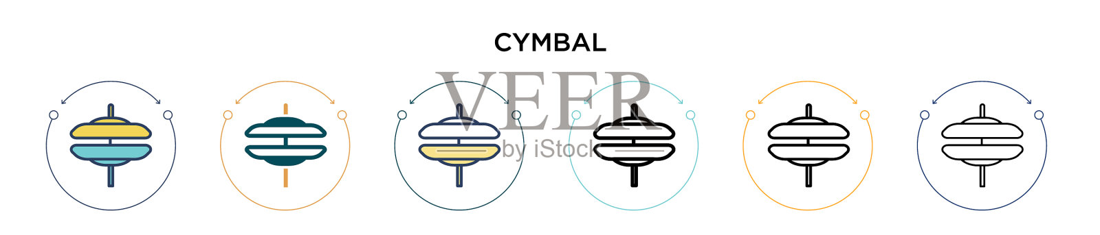 钹图标在填充细线轮廓和插画图片素材