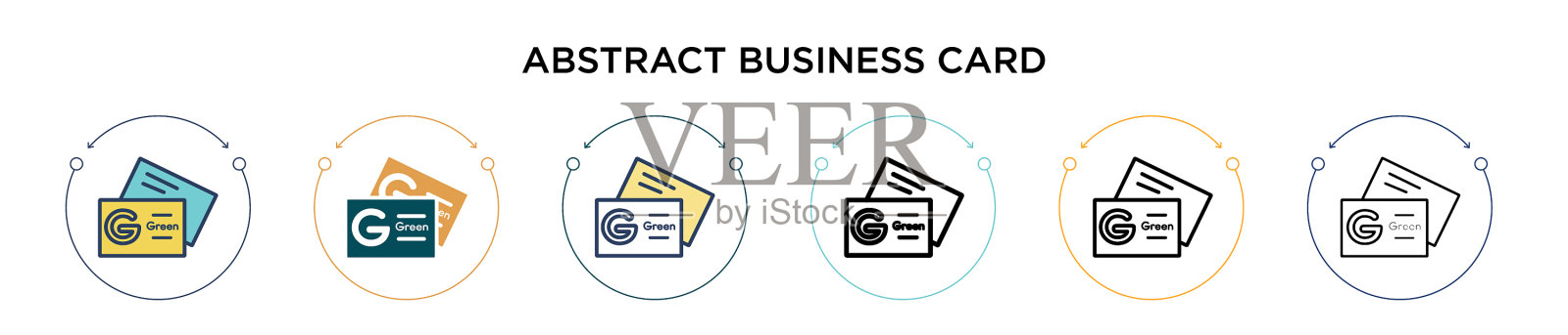 绿色抽象的名片图标在填充薄插画图片素材