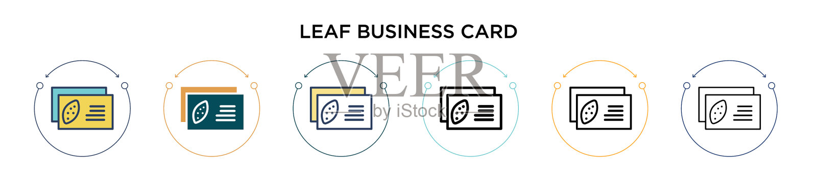 绿叶名片图标在填充细线插画图片素材