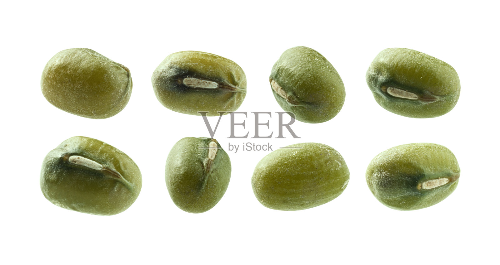 一组绿色土豆泥。孤立在白色背景上照片摄影图片