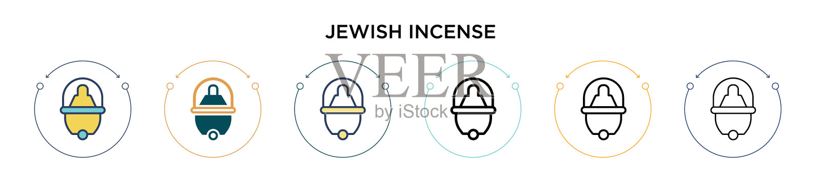 犹太香像以细线填充轮廓插画图片素材