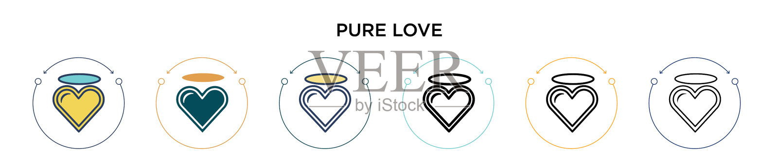 纯爱的图标在填充细线的轮廓和插画图片素材