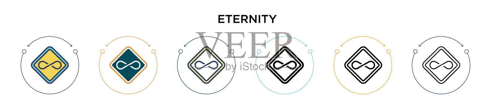 永恒图标在填充细线轮廓和图标素材