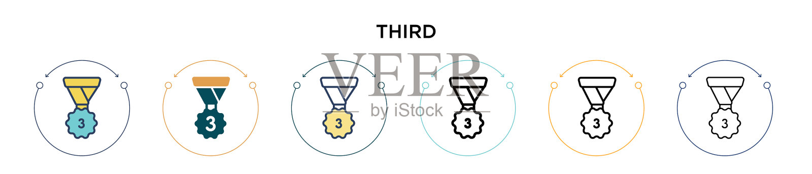 第三个图标在填充细线轮廓和描边图标素材