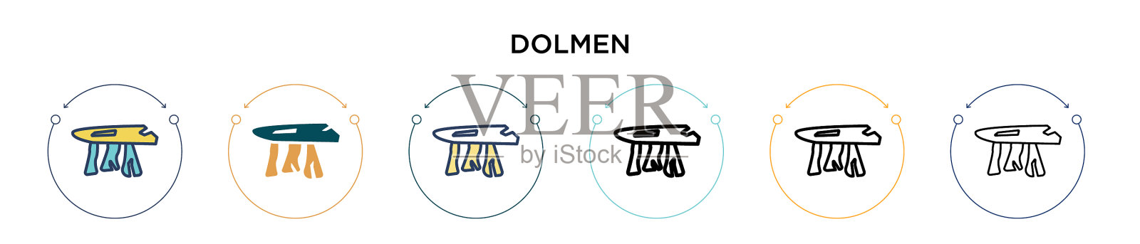 石门图标在填充细线轮廓和插画图片素材