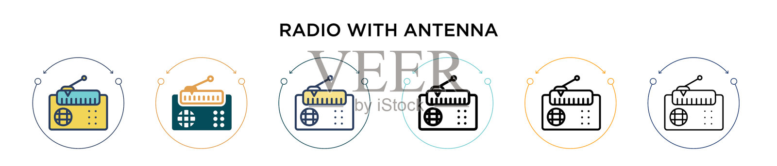 无线电天线图标在填充细线插画图片素材