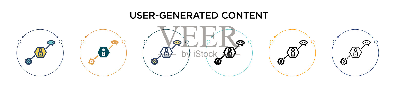 用户生成的内容图标在填充细线图标素材