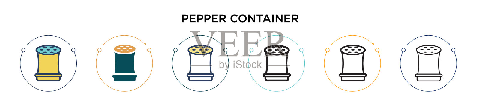 辣椒容器图标在填充细线轮廓插画图片素材