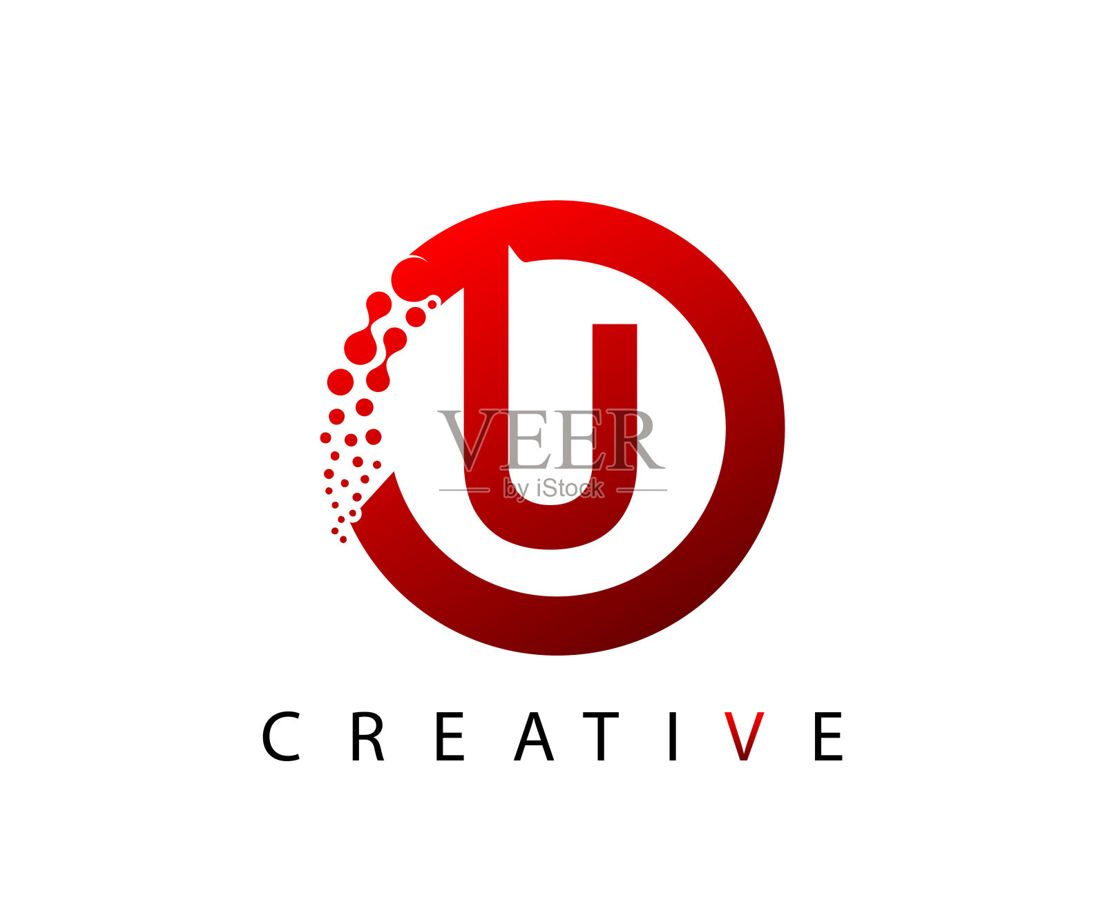 点圆网U字母标识设计。插画图片素材