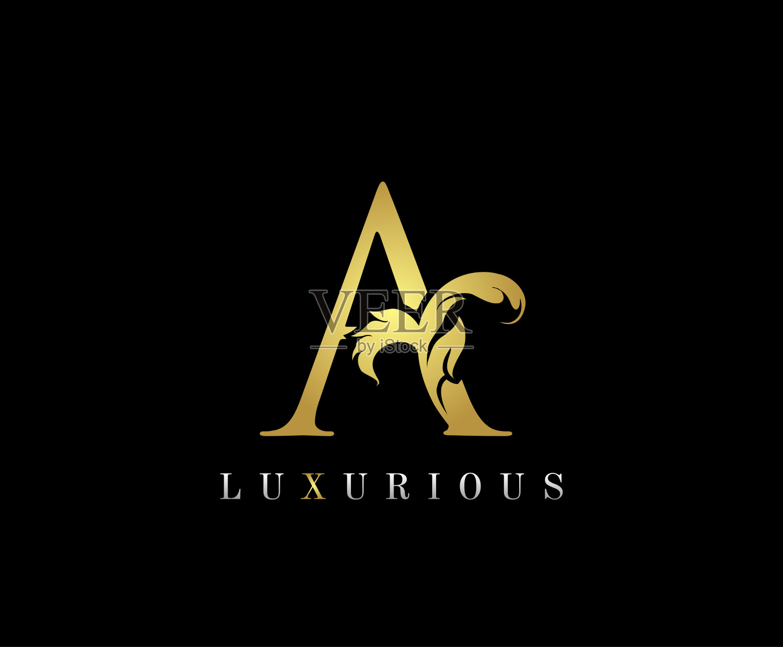 豪华黄金A字母矢量设计。插画图片素材