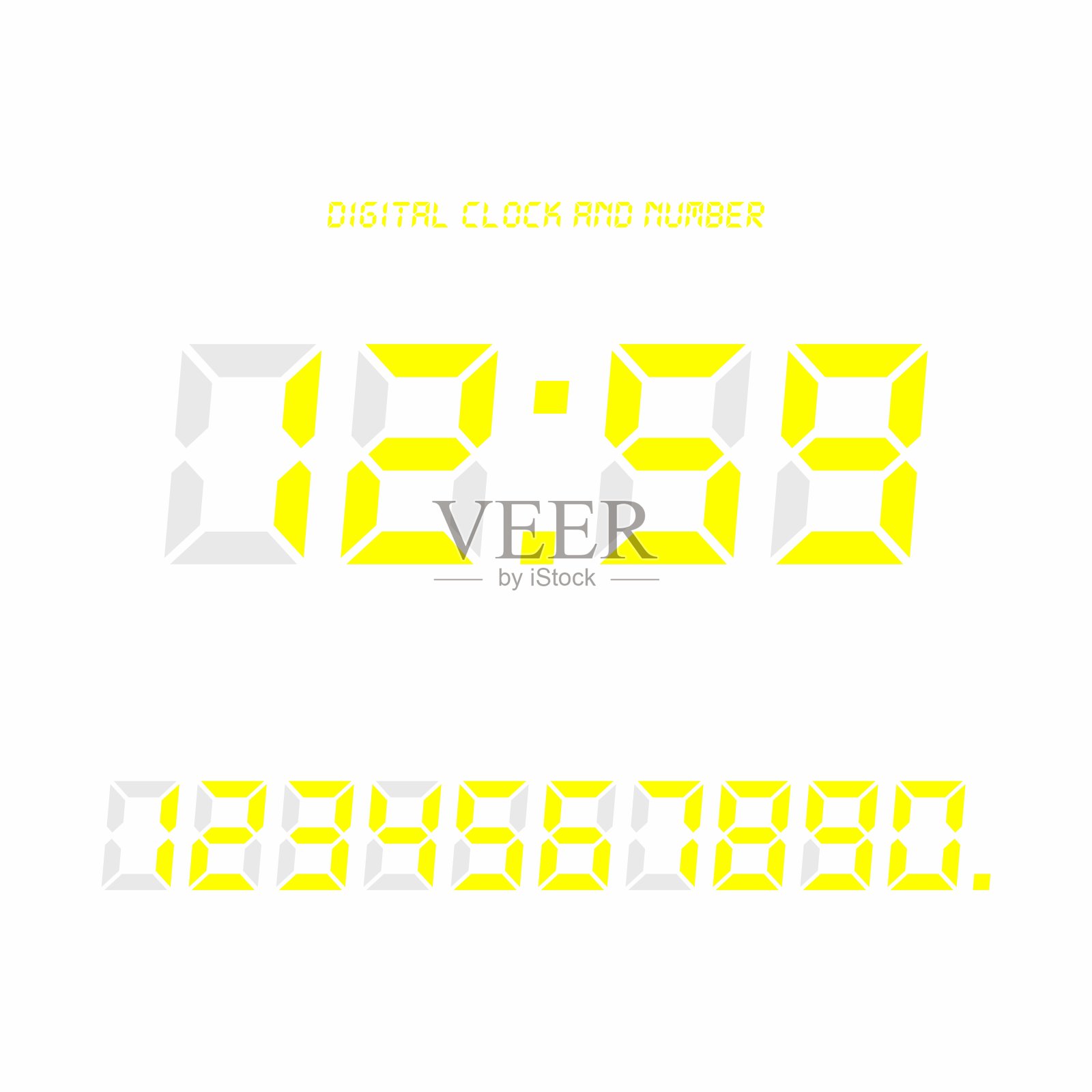 数字时钟和数字设置，电子数字。插画图片素材