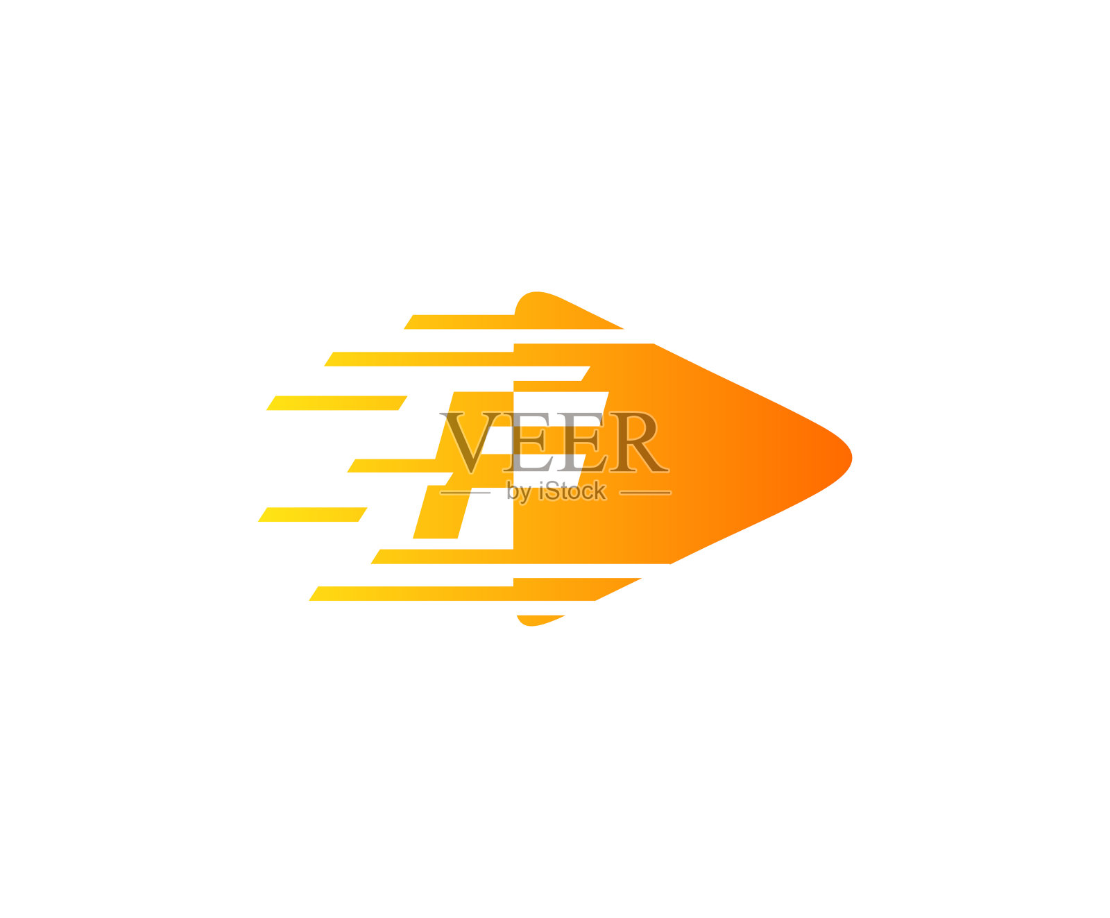 运动播放F字母标志设计。插画图片素材