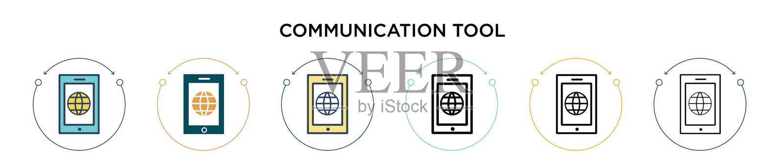 通讯工具图标中填充细线插画图片素材