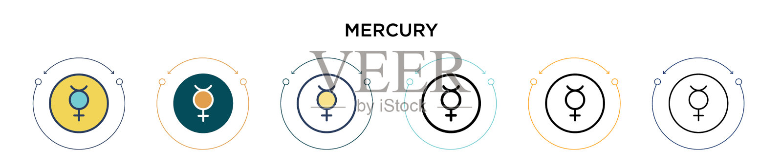 水银图标在填充细线和轮廓线插画图片素材