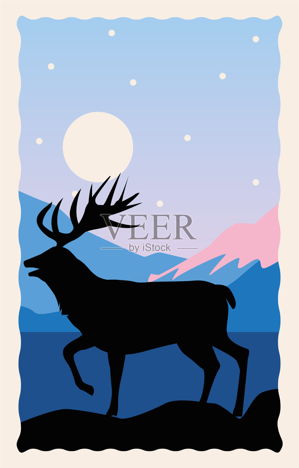 野生驯鹿动物剪影自然图标插画图片素材