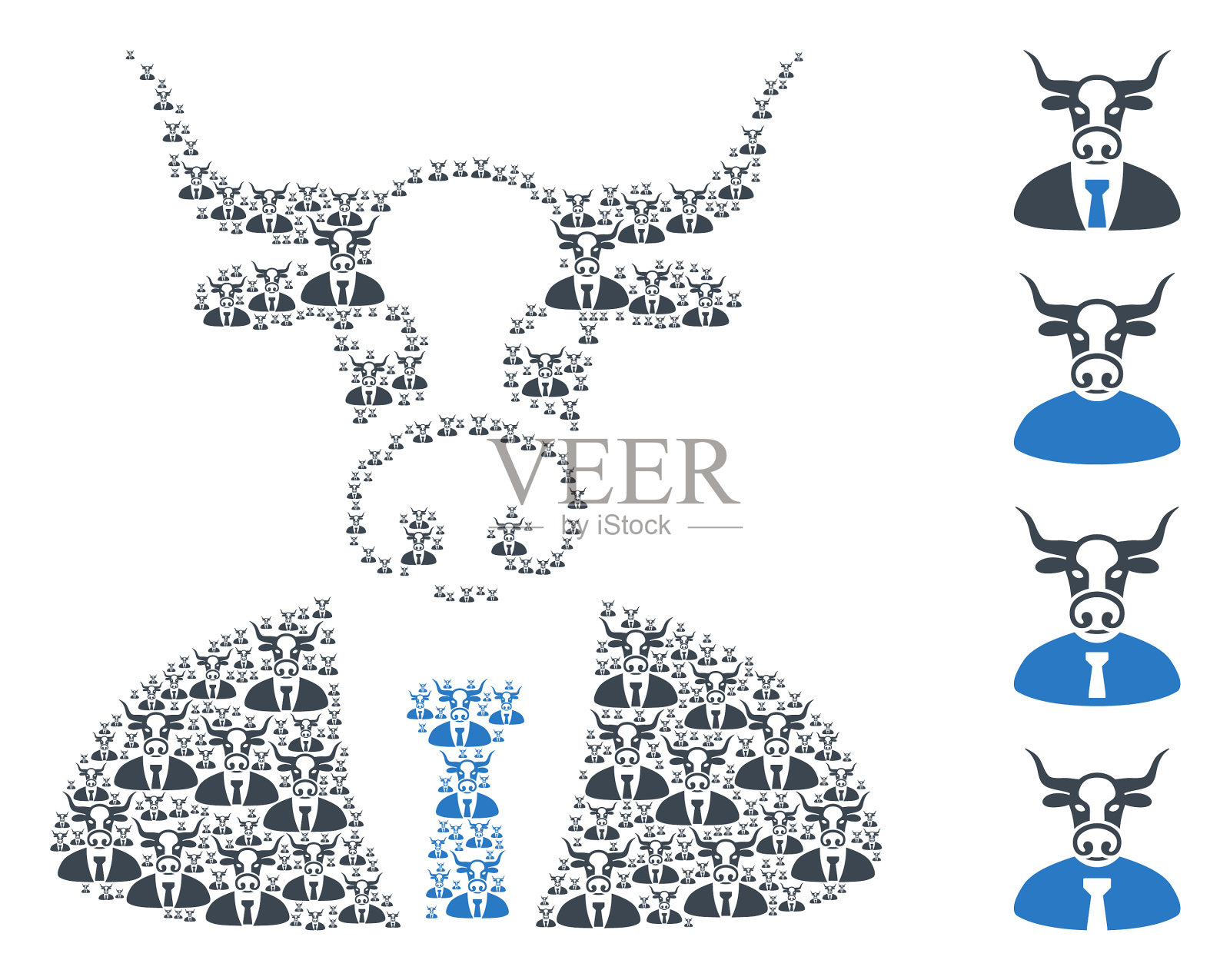 牛老板递归马赛克自我图标插画图片素材