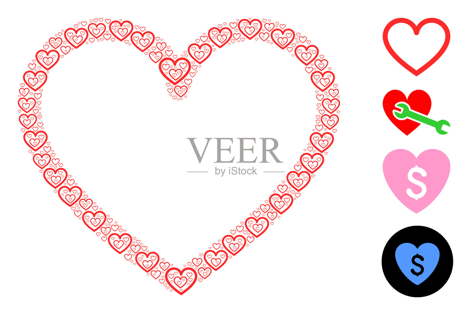 轮廓心递归组成自我图标插画图片素材