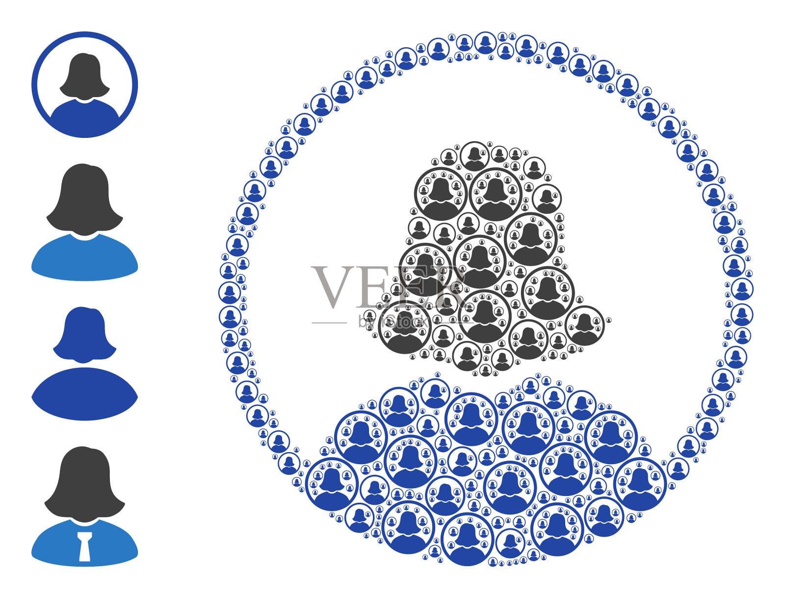 圆形女人肖像分形马赛克自我插画图片素材