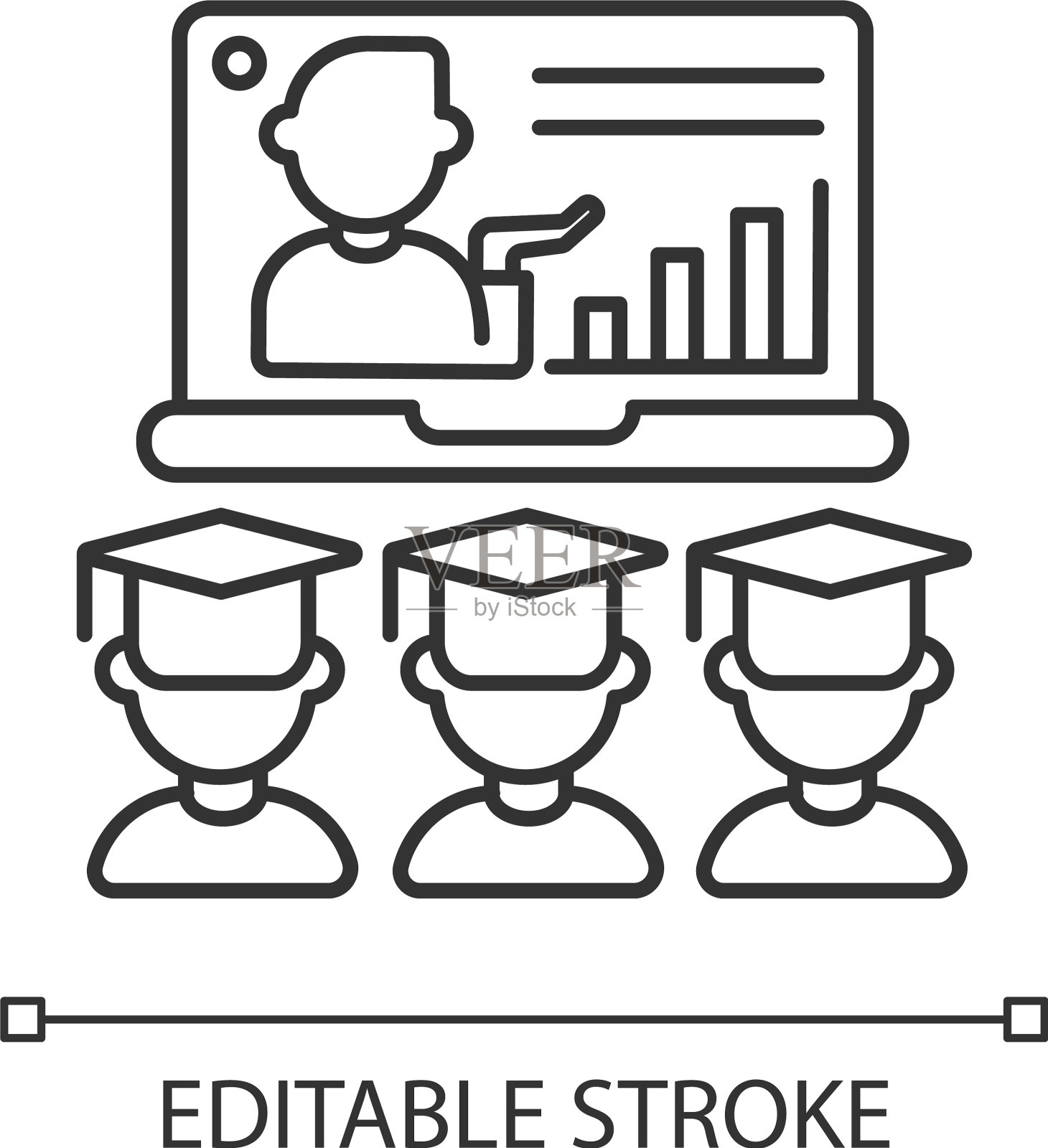 在线讲座线性图标插画图片素材