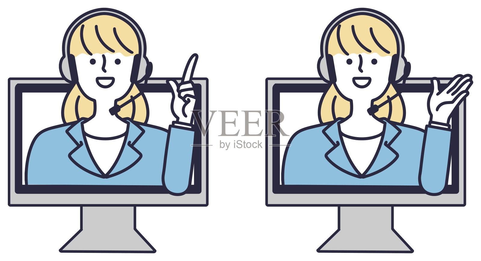 在线信息运营商女性矢量插图插画图片素材