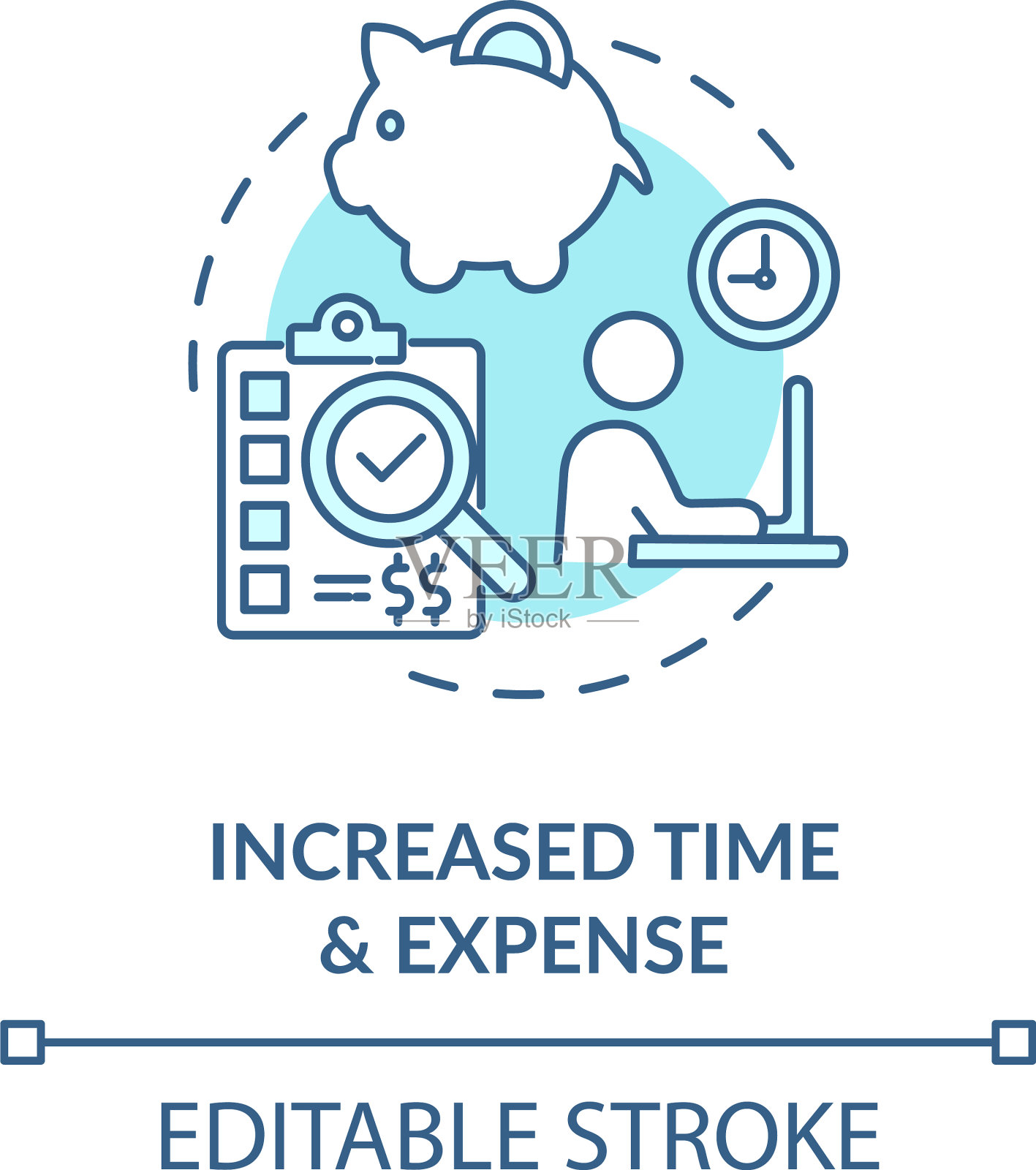 增加时间开销概念图标插画图片素材