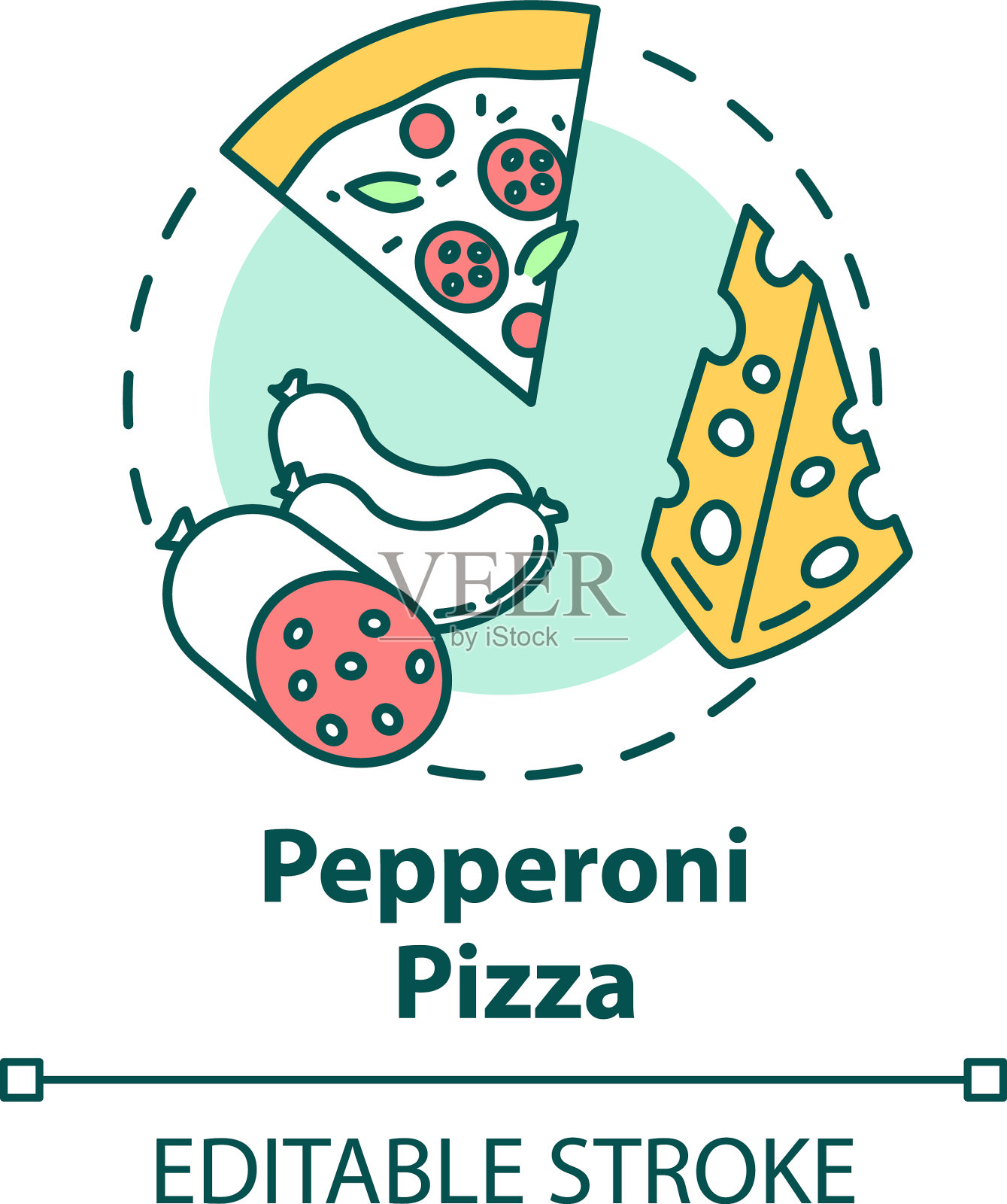 意大利辣香肠披萨概念图标插画图片素材