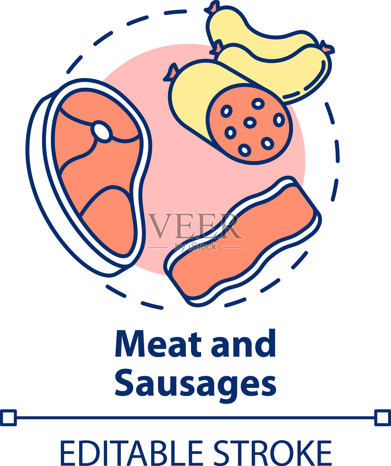 肉和香肠的概念图标插画图片素材