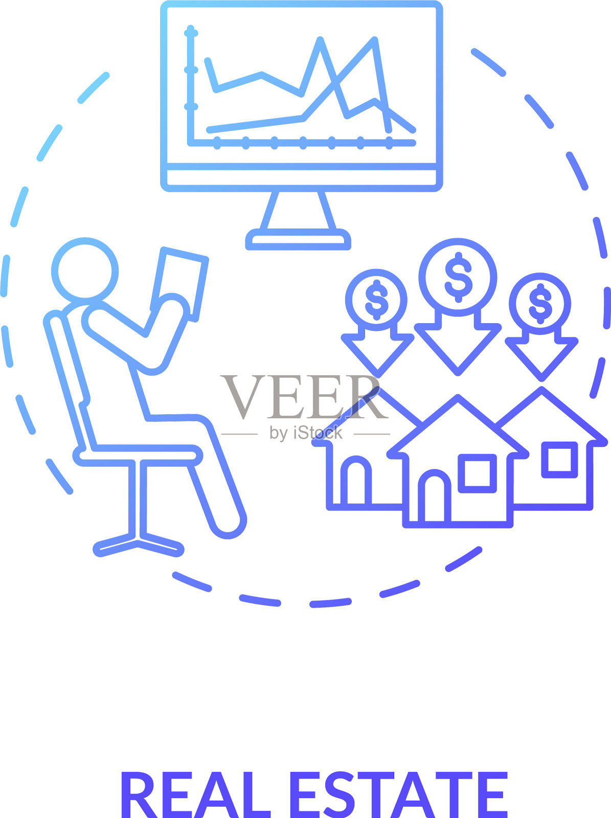 房地产概念图标插画图片素材