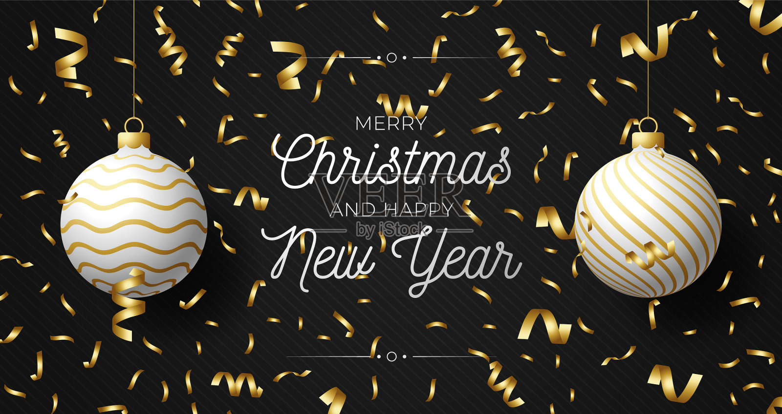 豪华圣诞和新年横问候插画图片素材