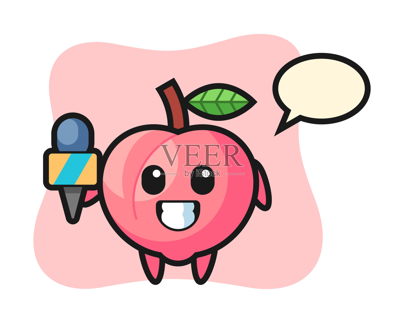 人物吉祥物桃作为新闻记者插画图片素材