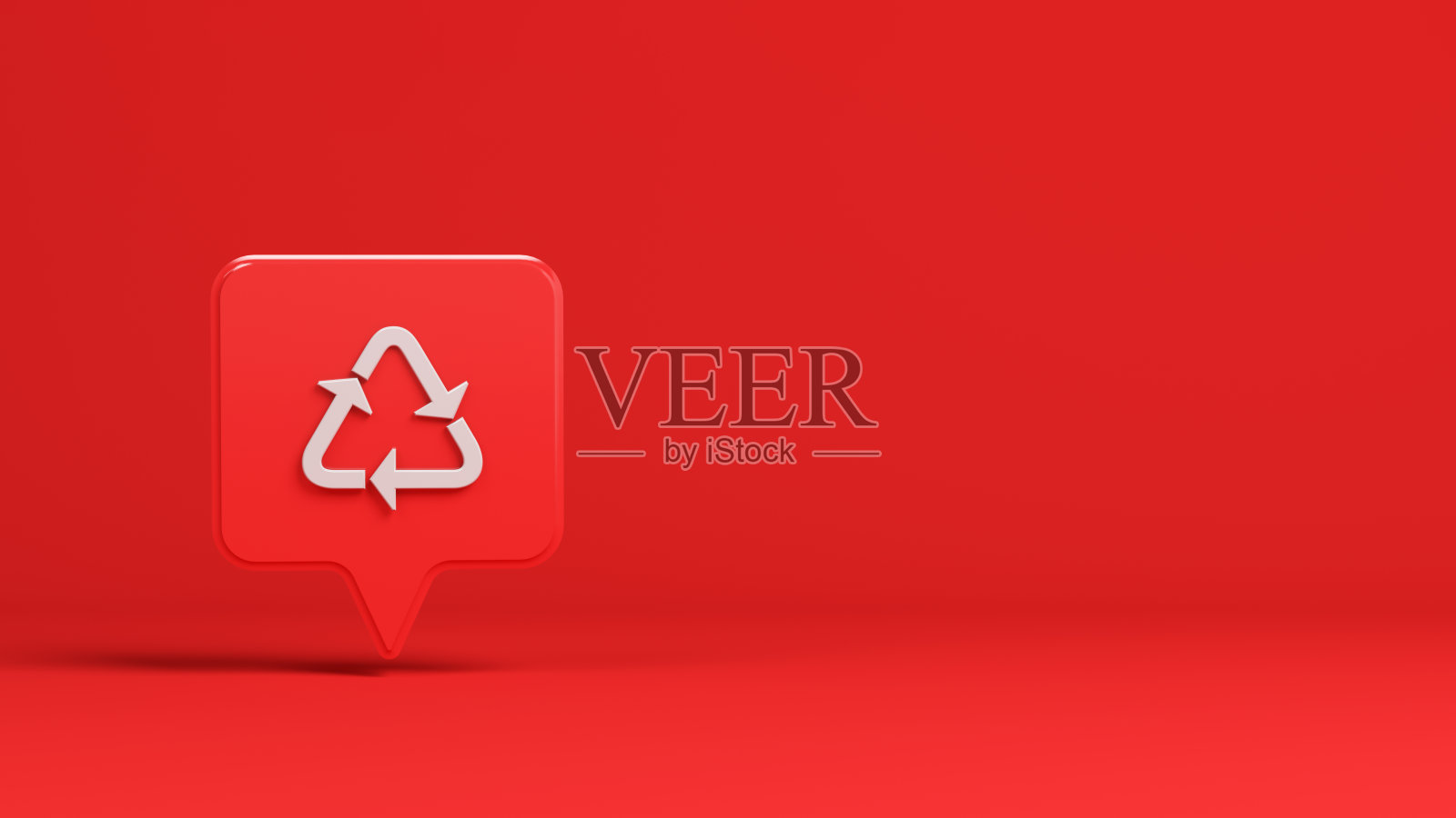 红色背景上的红色和白色气泡回收概念照片摄影图片