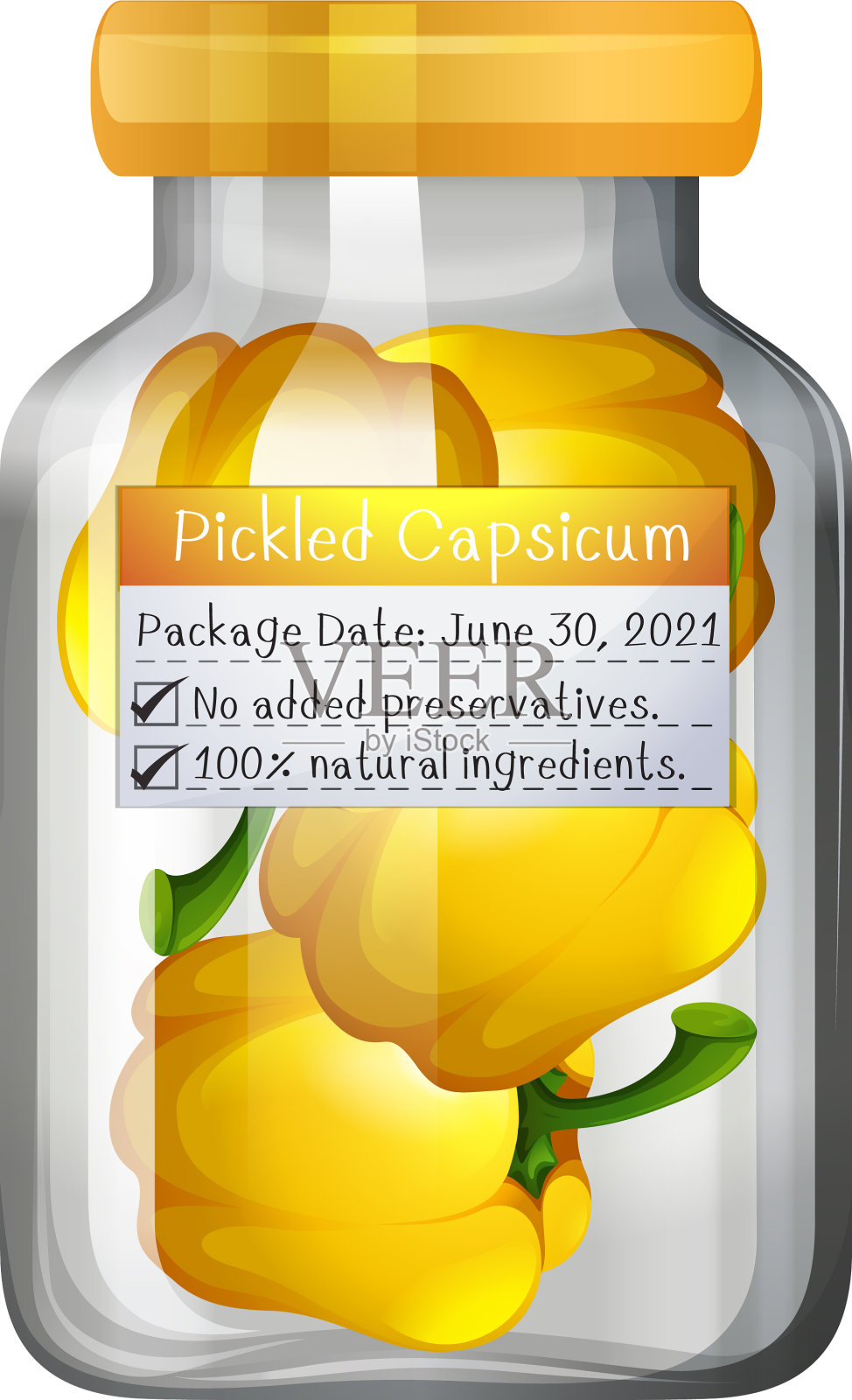 腌辣椒保存在玻璃罐中插画图片素材