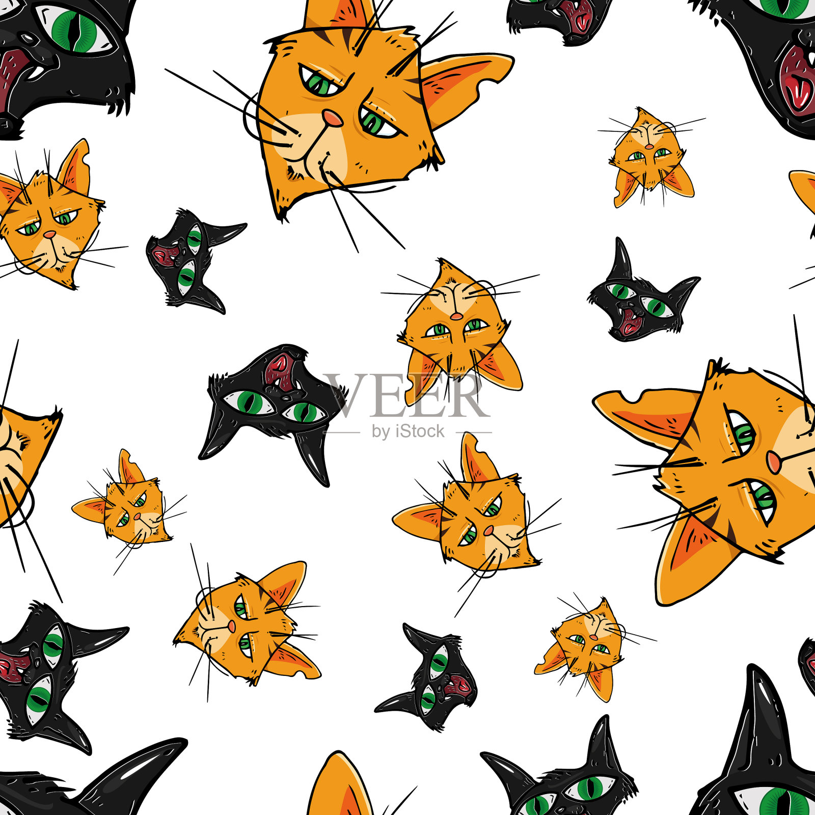 猫无缝图案搞笑猫无缝图案插画图片素材