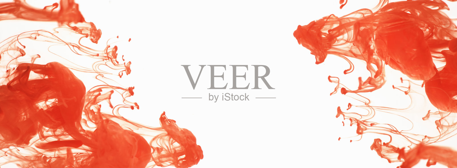 橙色油墨溶于水，白色孤立背景。抽象在运动，彩色墨水在水中循环照片摄影图片