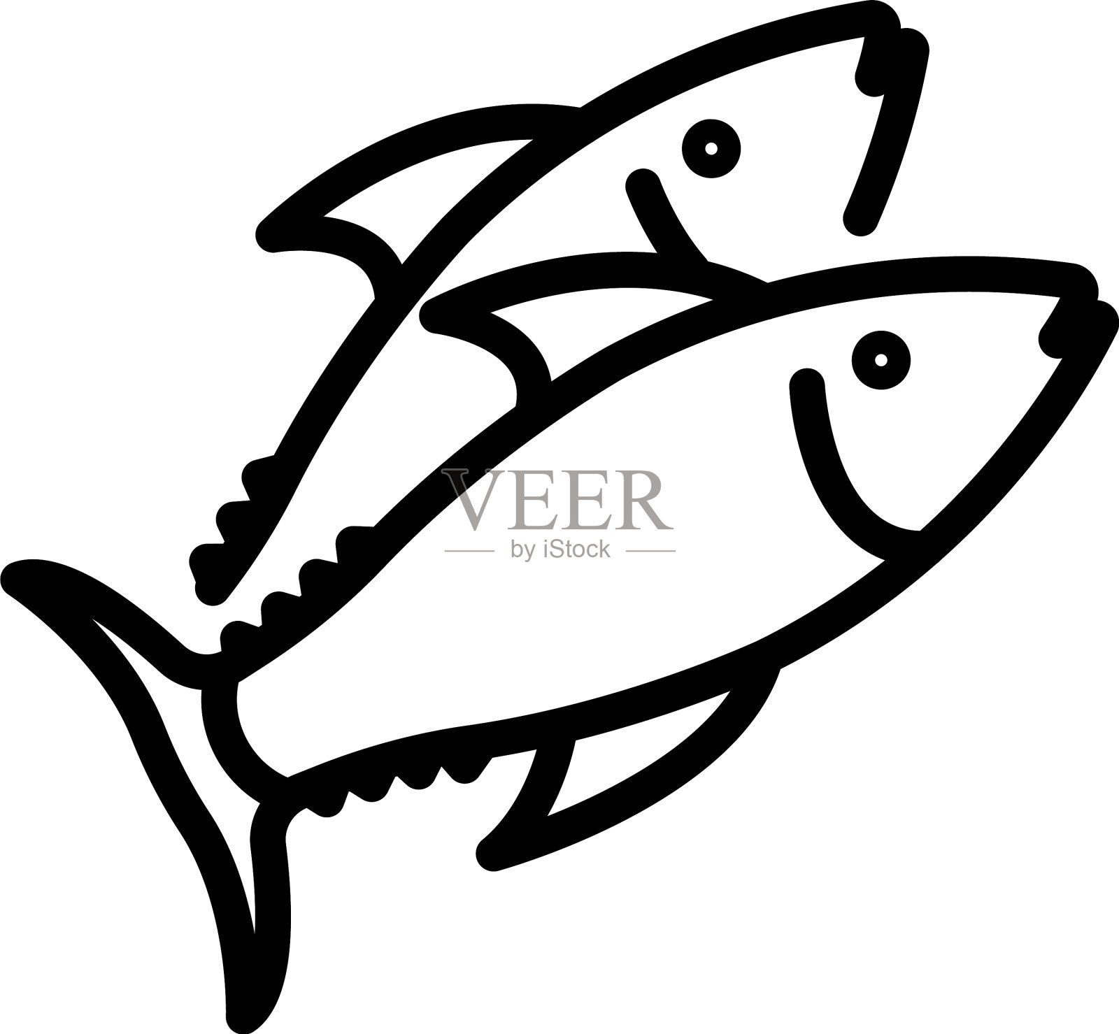 希腊海鱼图标轮廓风格插画图片素材