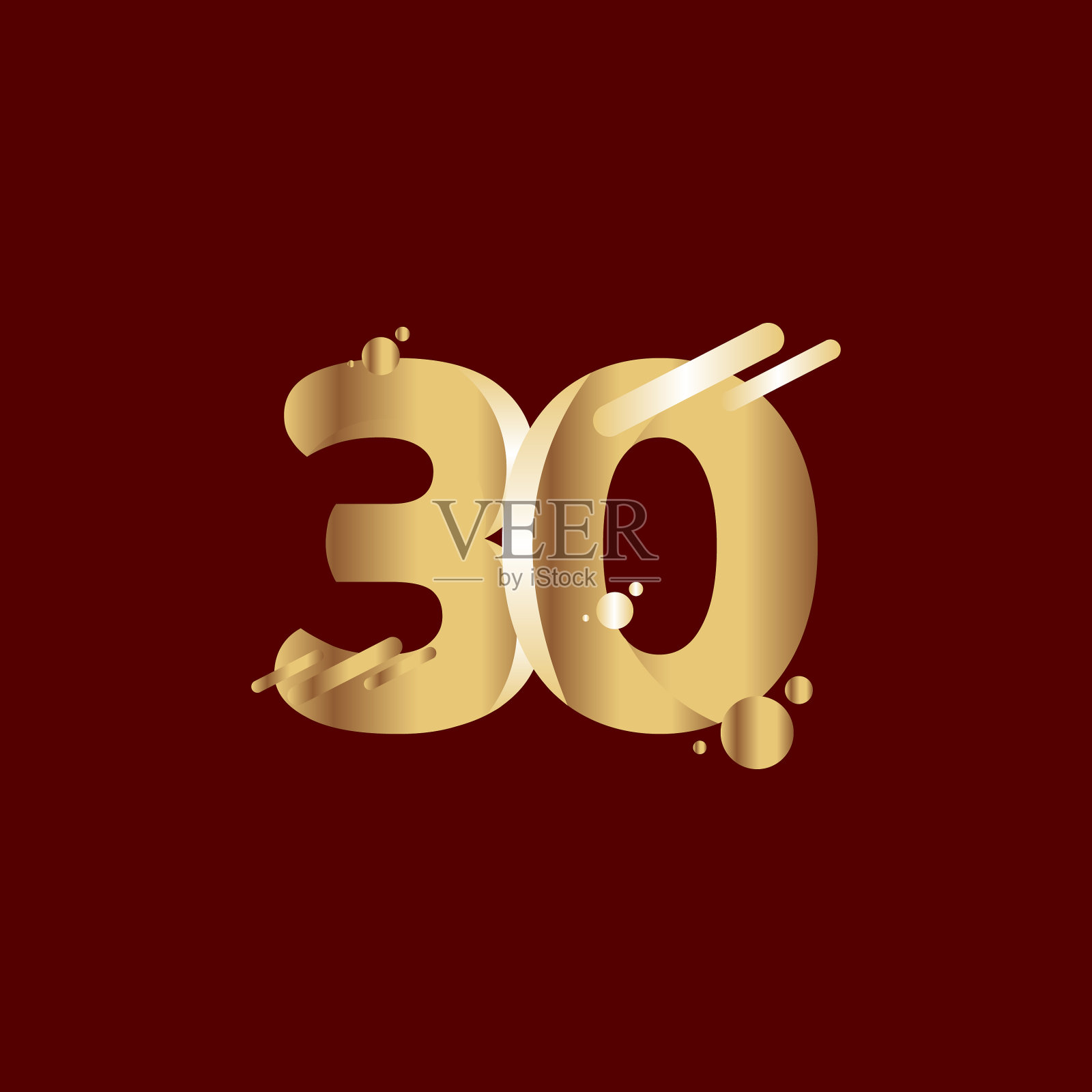 30周年庆梯度金插画图片素材