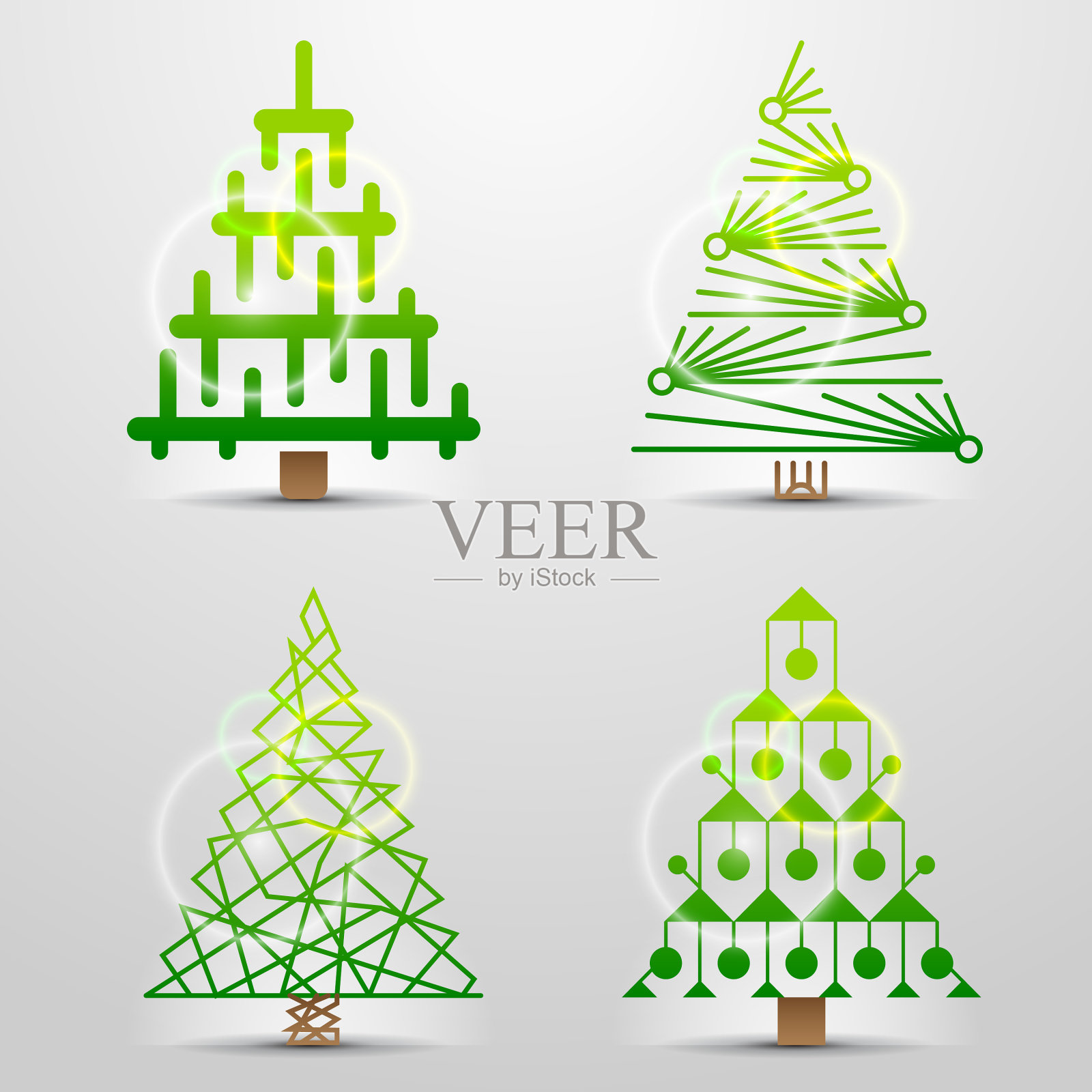 程式化的图标圣诞树插画图片素材