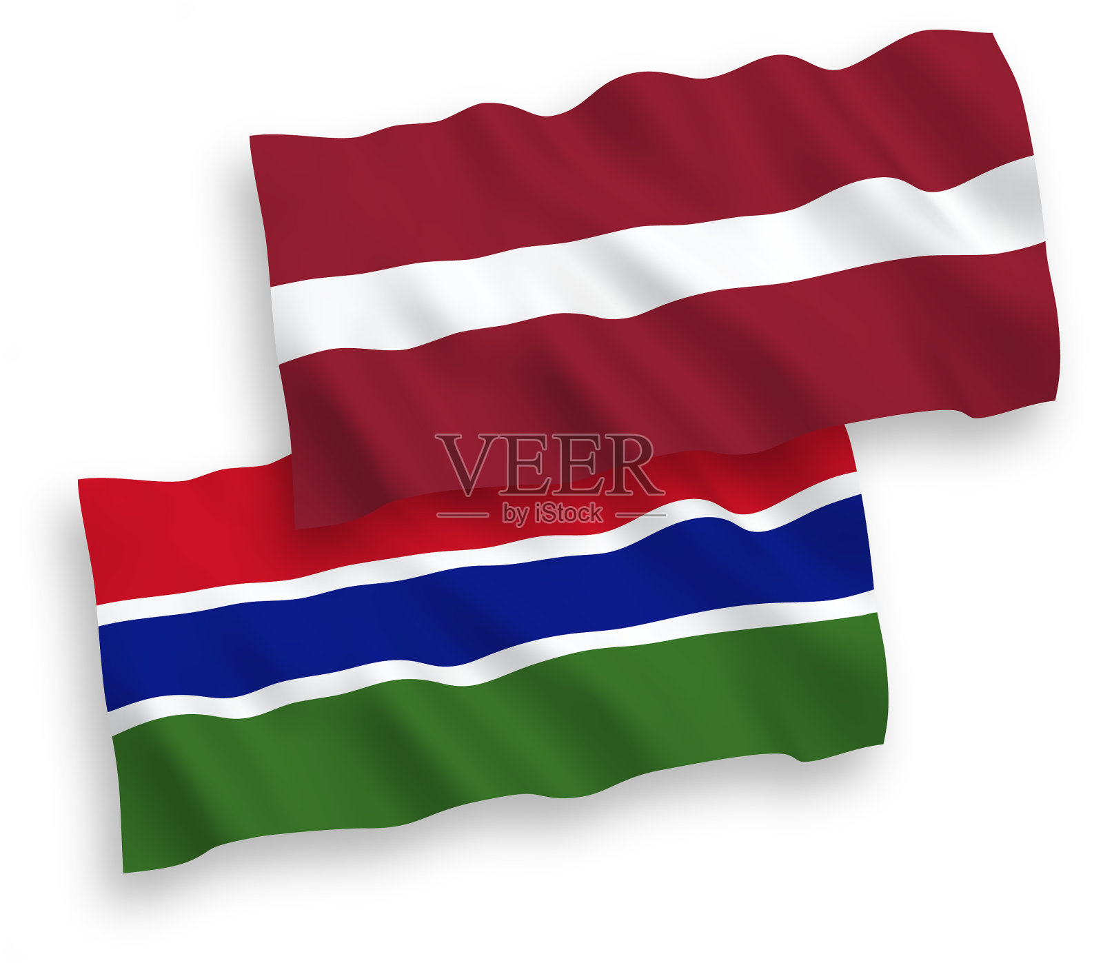 拉脱维亚和冈比亚共和国的国旗上有白色设计元素图片