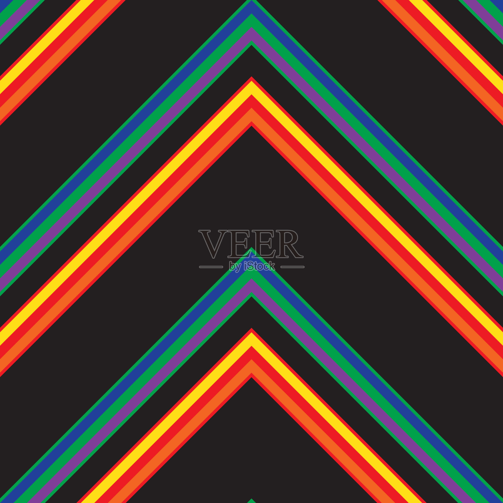彩虹人字形斜条纹无缝图案插画图片素材