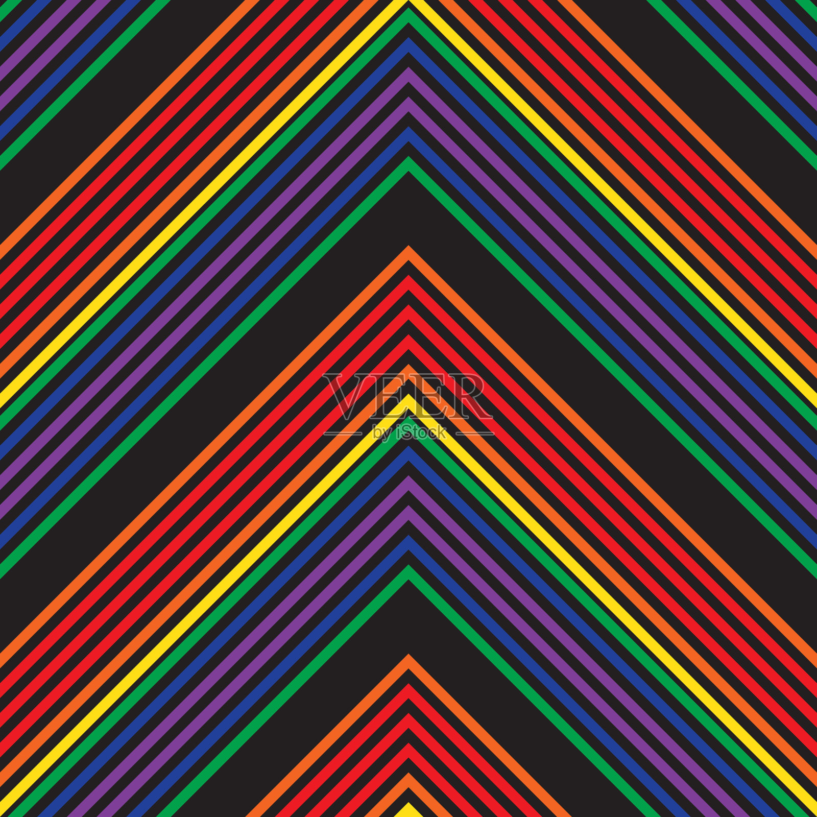彩虹人字形斜条纹无缝图案插画图片素材