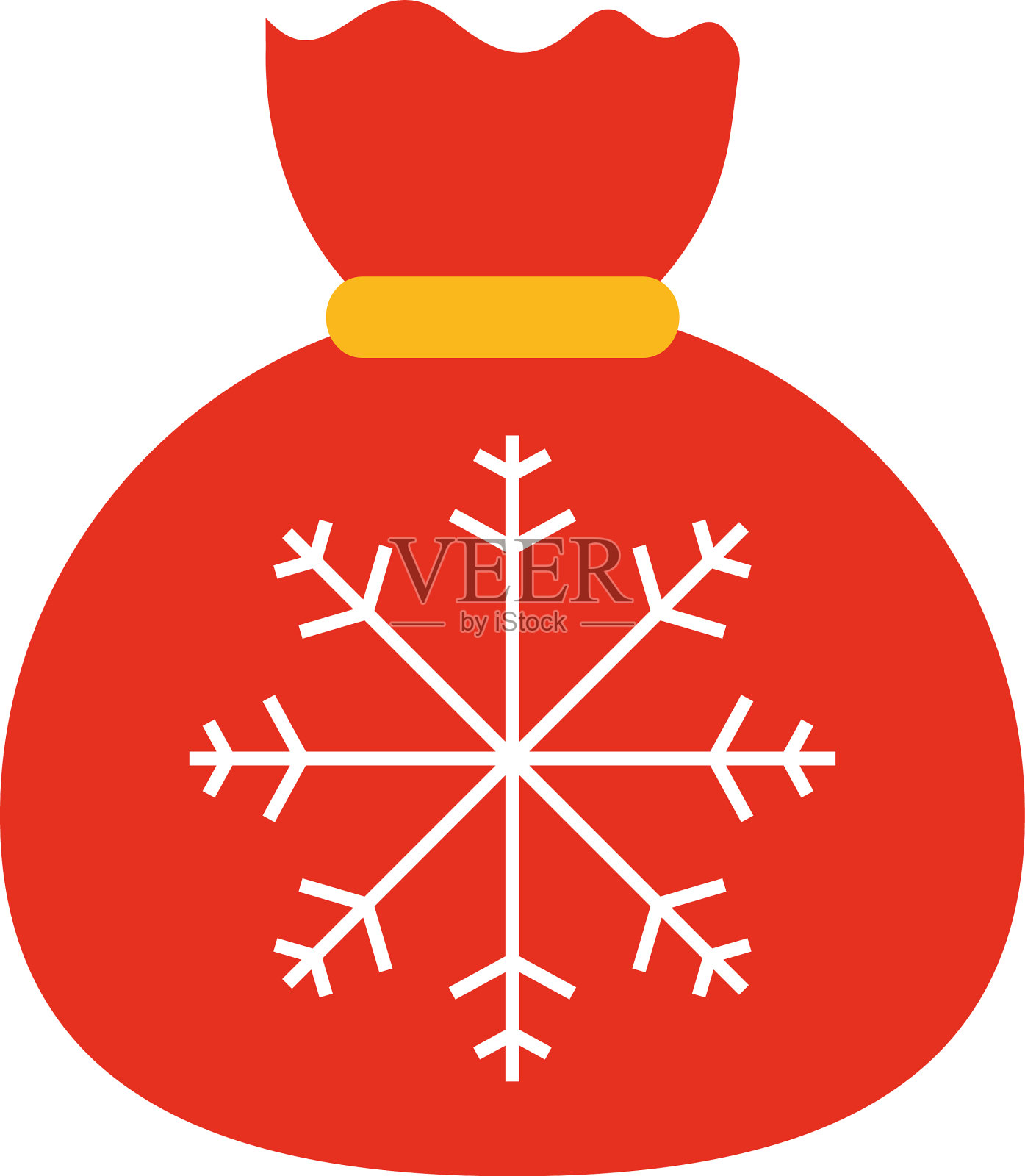 快乐圣诞，红色的雪花礼物袋设计元素图片