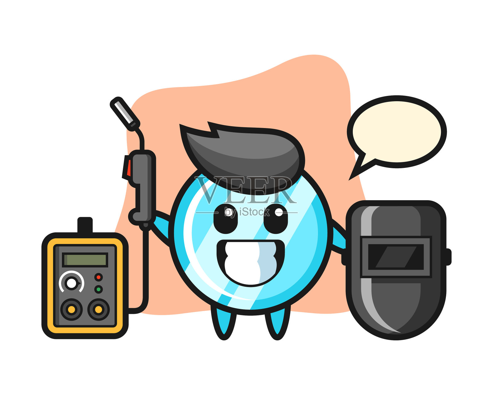 角色吉祥物镜子作为一个焊工插画图片素材