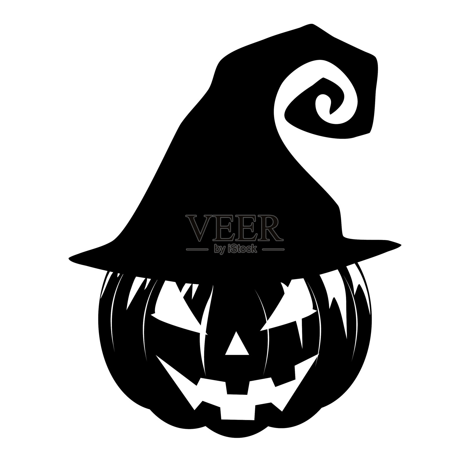 剪影万圣节南瓜女巫的帽子插画图片素材