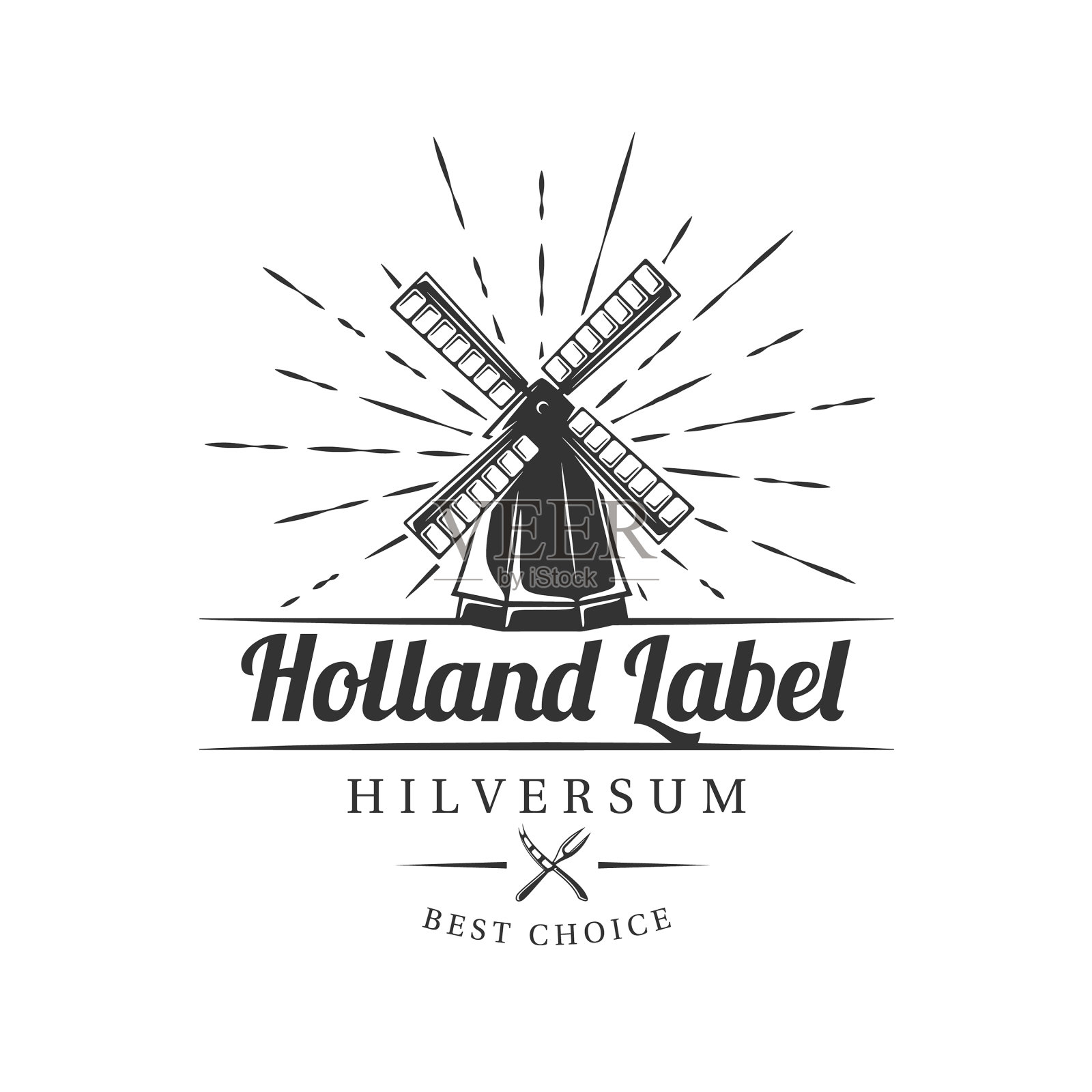 牛奶农场标签孤立在白色背景插画图片素材