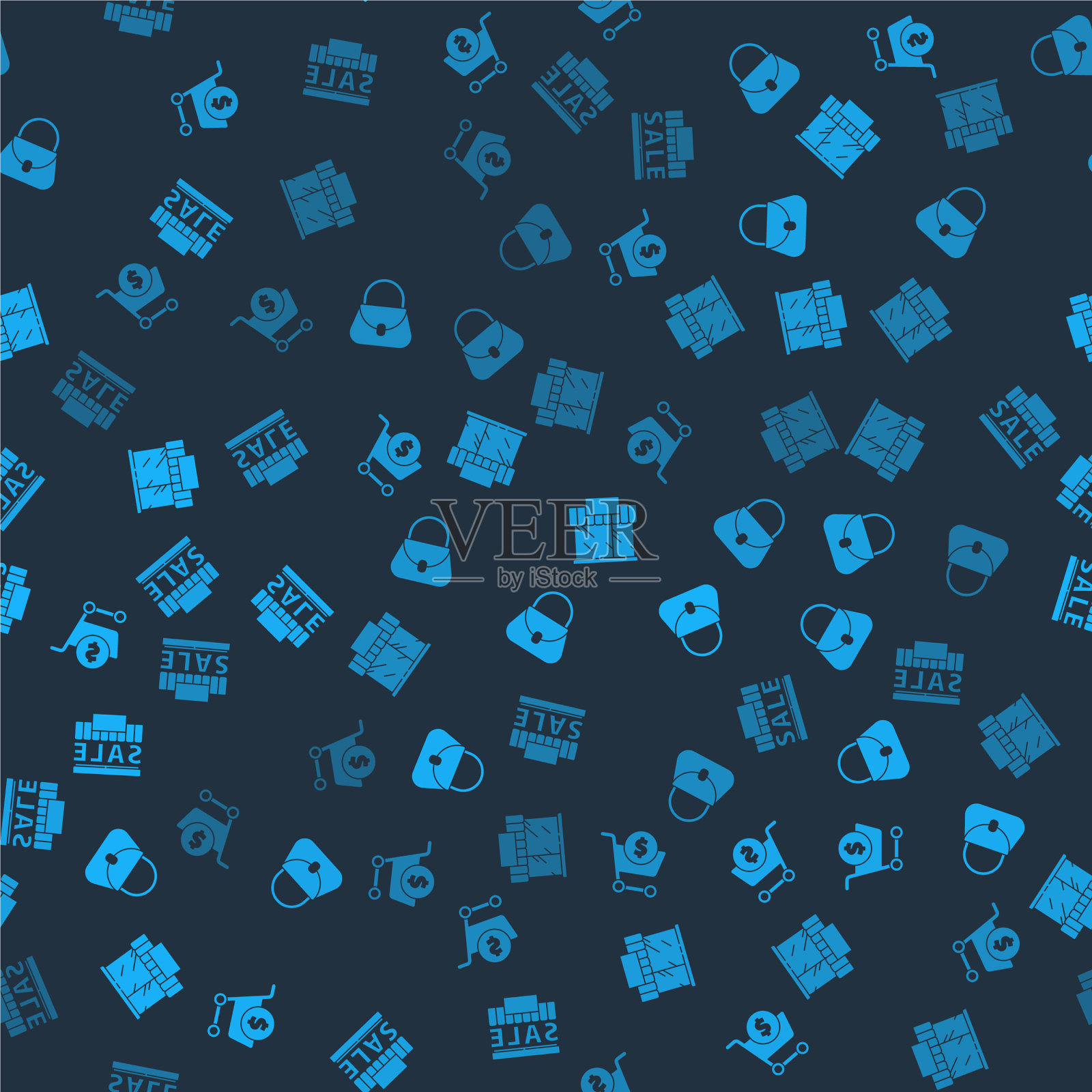 设置购物车和美元手提包建筑或图标素材